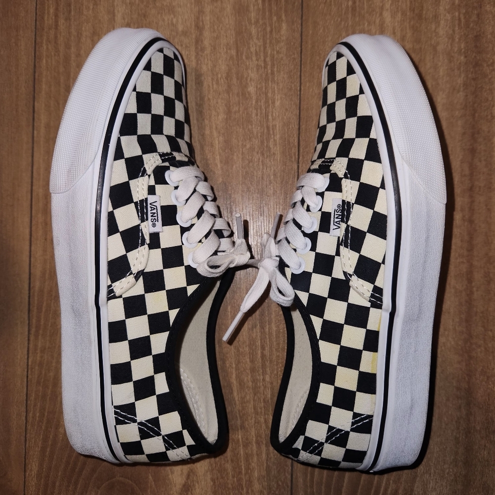 Vans Black and Off-White Checkerboard Shoes | Size 8.5W - Picture 2 of 9